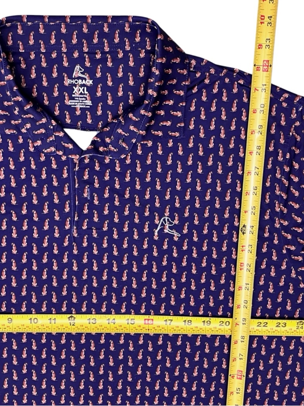 Rhoback The Ridgeback Performance Polo Men’s Sz 2XL UPF 50* Blue/Purple - Picture 9 of 11